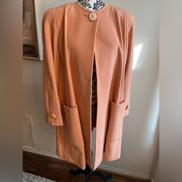 Vintage 60s Mimmina for Ira Berg Made in Italy Coral Pink Wool Coat - Picture 4 of 9